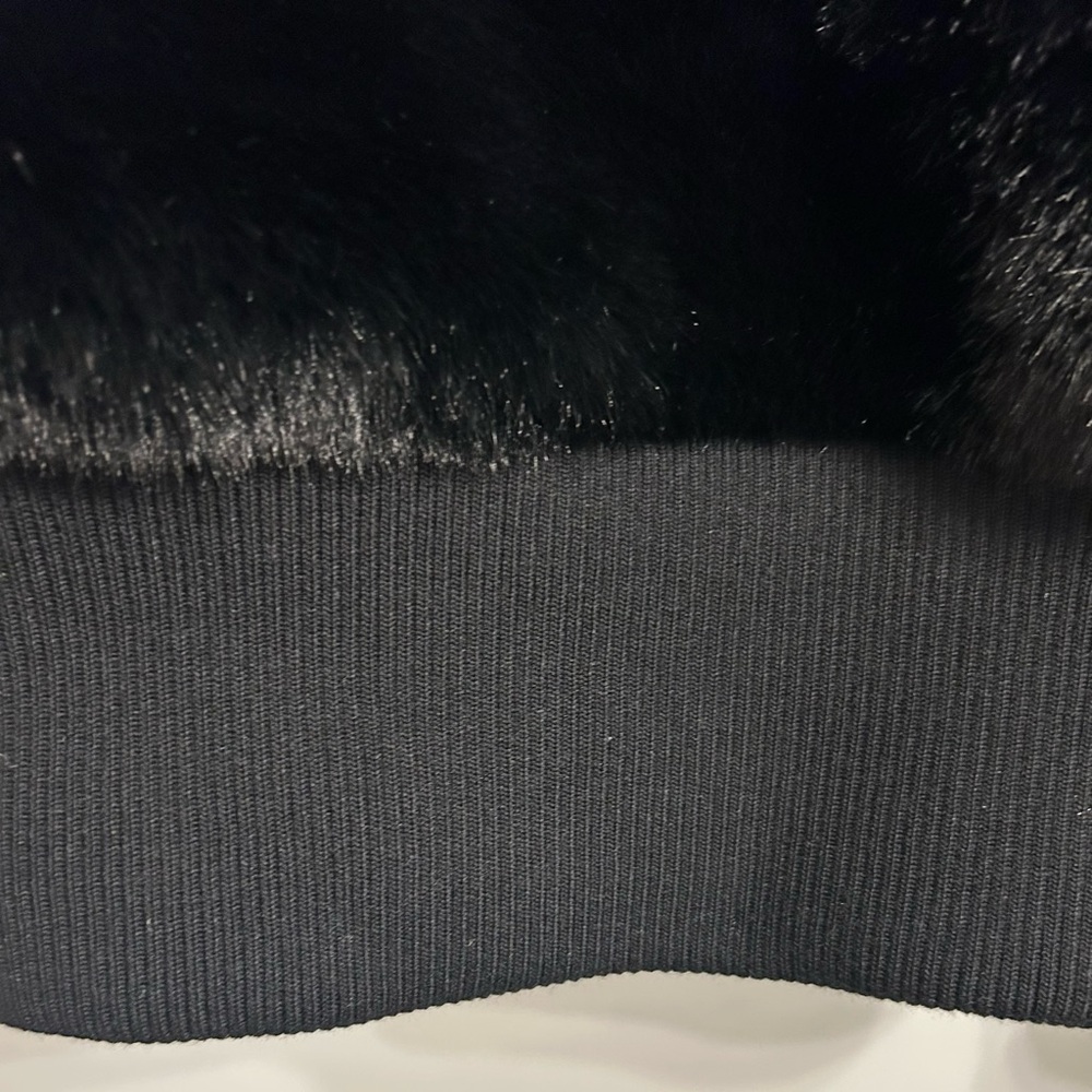Karl Lagerfeld Faux Fur Logo Patch Bomber Jacket - Picture 13 of 17